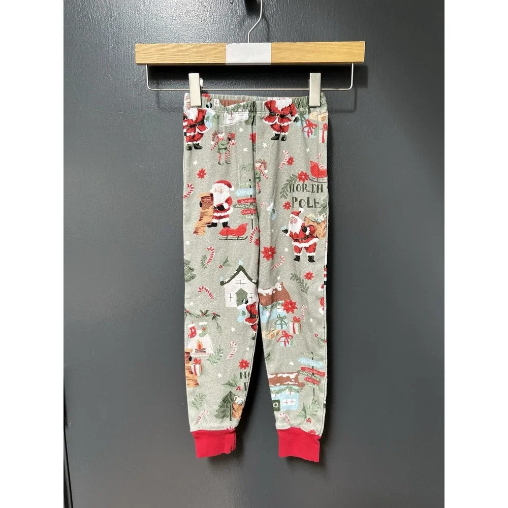 Pottery Barn Kids Santa Christmas Fitted Pajama Set Boy Girl Size 4 PJs Pajamas